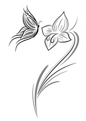 farfalla con fiore tattoo