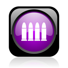 ammunition black and violet square web glossy icon