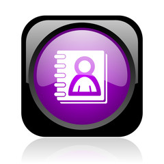address book black and violet square web glossy icon