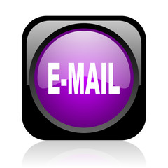 mail black and violet square web glossy icon