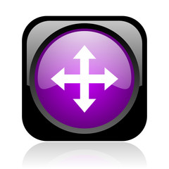 arrows black and violet square web glossy icon