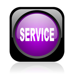 service black and violet square web glossy icon