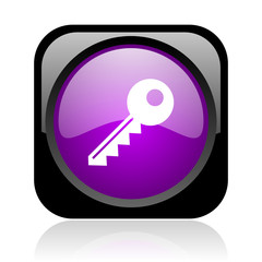 key black and violet square web glossy icon