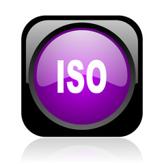 iso black and violet square web glossy icon