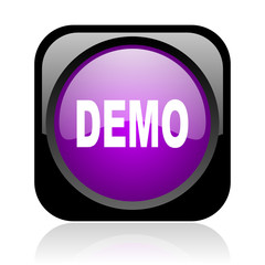 demo black and violet square web glossy icon