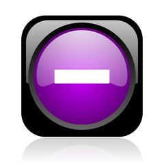 minus black and violet square web glossy icon