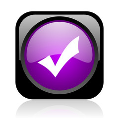 accept black and violet square web glossy icon