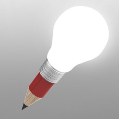 blank 3d creative pencil lightbulb as concept creative