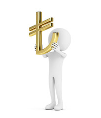 3d white human with gold tl(turkish) symbol