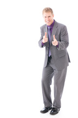 global businessman image on white background