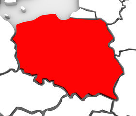 Poland Abstract 3D Map Northern Eastern Europe