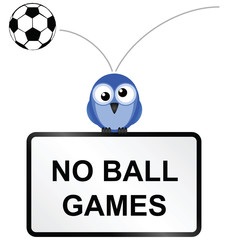 Comical no ball games sign