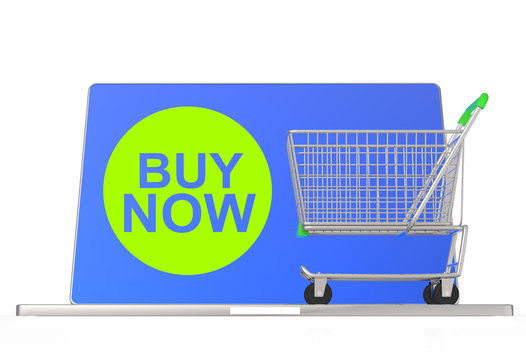 buy now on laptop computer with cart