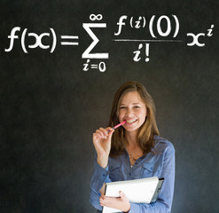 Learn math or maths teacher with chalk background