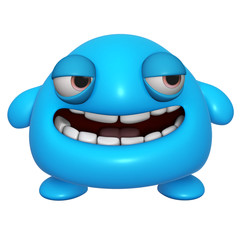 3d cartoon cute blue monster