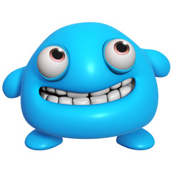 3d cartoon cute blue monster