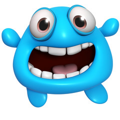 3d cartoon cute blue monster