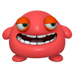 3d cartoon cute red monster