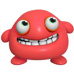 Fototapeten 3D Cartoon süßes rotes Monster © Albert Ziganshin