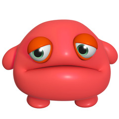 3d cartoon cute red monster