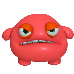 3d cartoon cute red monster
