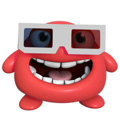 Naklejka na ściany i meble 3d cartoon cute red monster