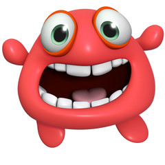 3d cartoon cute red monster