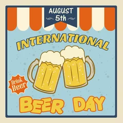 Papier Peint photo autocollant Poster vintage Affiche de la journée internationale de la bière