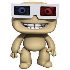 3d cartoon cute man with glasses