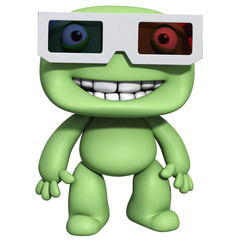 3d cartoon cute man with glasses