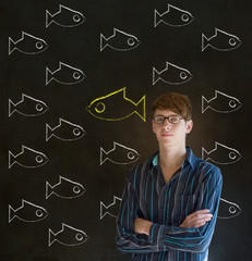 Independent thinking business man, student or teacher