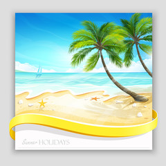 Vector background tropical island.