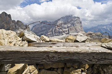Dolomites panorama from a First World War trench