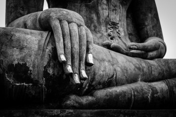 Buddha statue hand close up detail