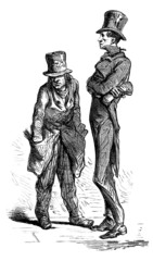 Fototapeta na wymiar 2 Men : Caricatures - 19th century