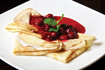 Pancakes with cherry