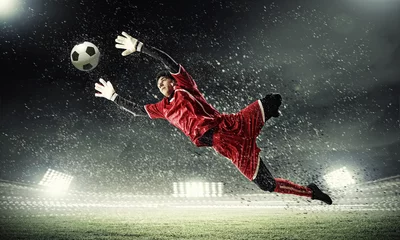 Peel and stick wall murals Football Goalkeeper catches the ball