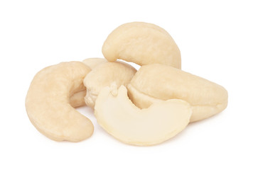 Close-up view on pile of cashew nuts (isolated)