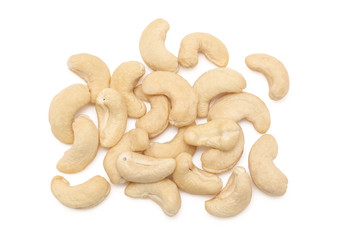 Cashew nuts on white background