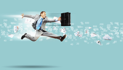 Image of running businessman