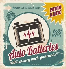 Photo sur Aluminium Poster vintage Conception d& 39 affiche vintage de batteries automatiques