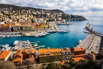 Foto auf Acrylglas Nice Blick auf den Hafen vom Schlossberg, Nizza, Frankreich