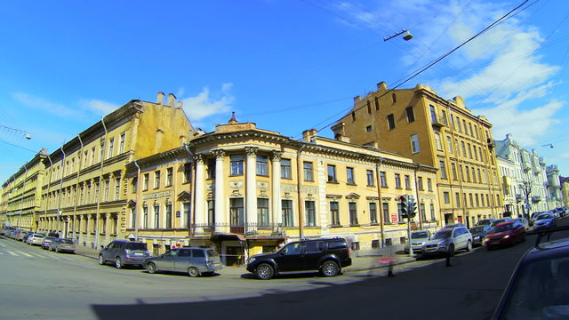 Facade of an old building in Petersburg. Tchaikovsky Street.
