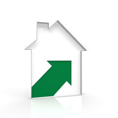 haus, einnahmen, pfeil, grün, sanierung, modernisierung,