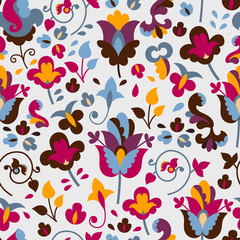 Seamless pattern with colored flowers
