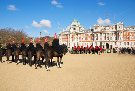 Fototapeta Military parade with horses