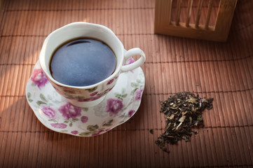 Hot tea in a porcelain cup