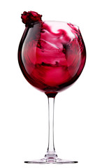 Glass with red wine splash