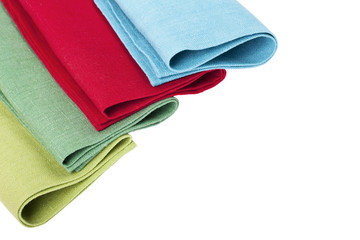 Flax table napkins on white background isolated
