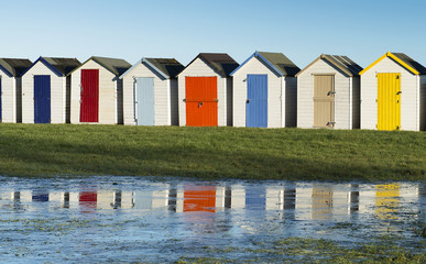 Colorful Beach Huts at Goodrington, Near Paignton, Devon, UK.